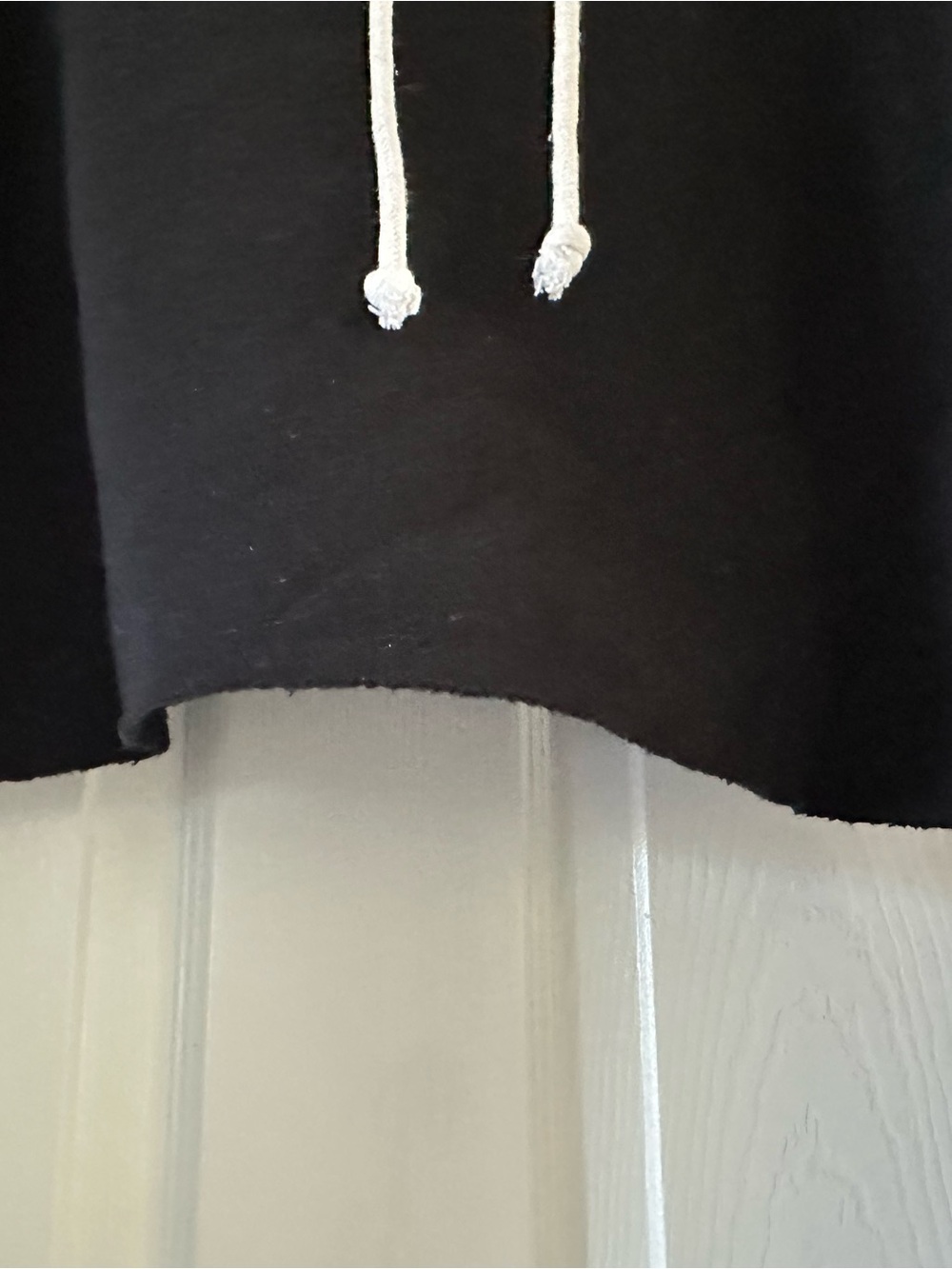 wild fable Black Cropped Hoodie with White Drawstrings - Picture 3 of 4